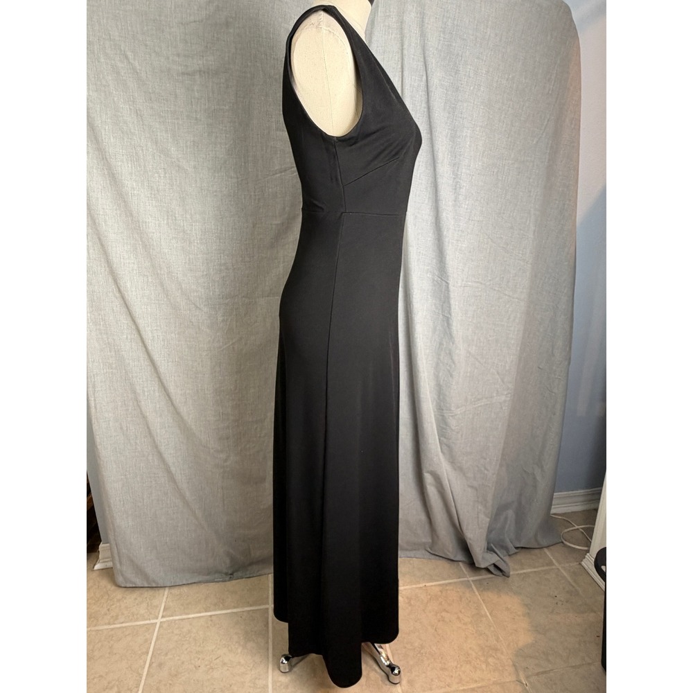 Birdy Grey Black V Neck Sleeveless Maxi Dress Side Slit Formal Evening M - Picture 6 of 11